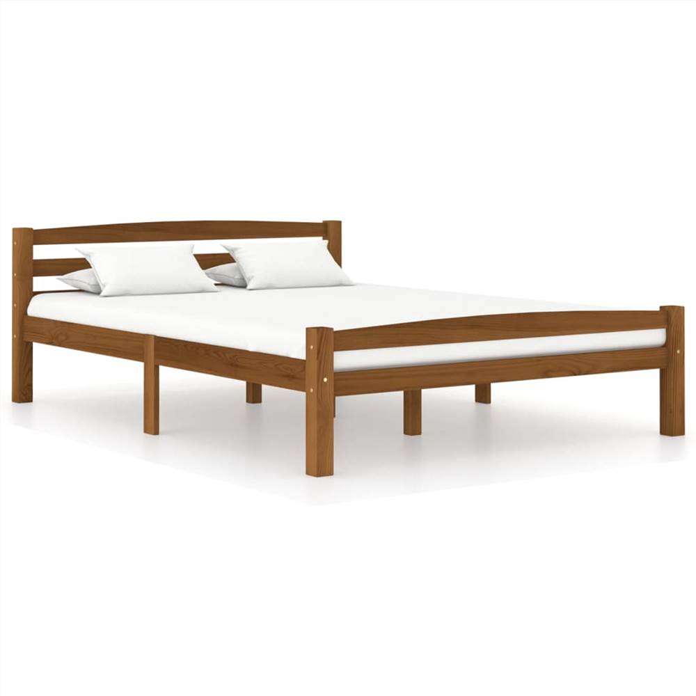 

Bed Frame Honey Brown Solid Pinewood 120x200 cm