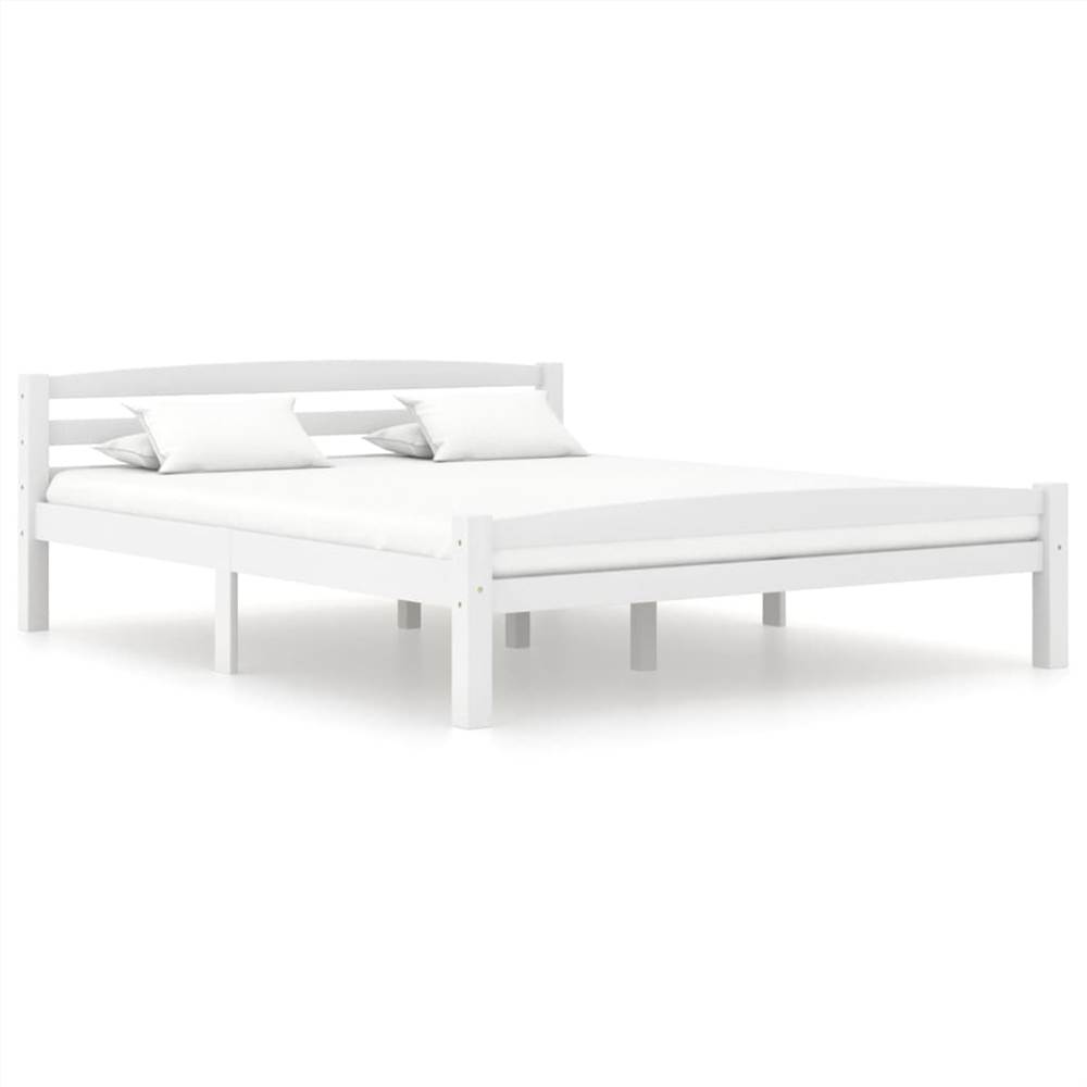 

Bed Frame White Solid Pinewood 160x200 cm