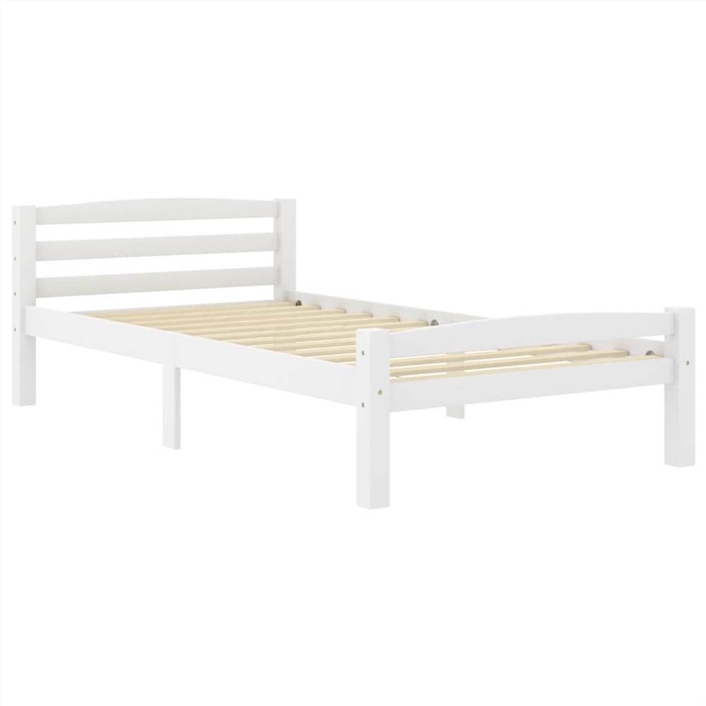 Bed Frame White Solid Pinewood 90x200 cm