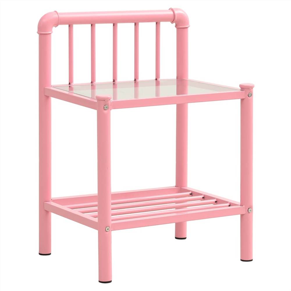 

Bedside Cabinet Pink&Transparent 45x34.5x62.5 cm Metal & Glass