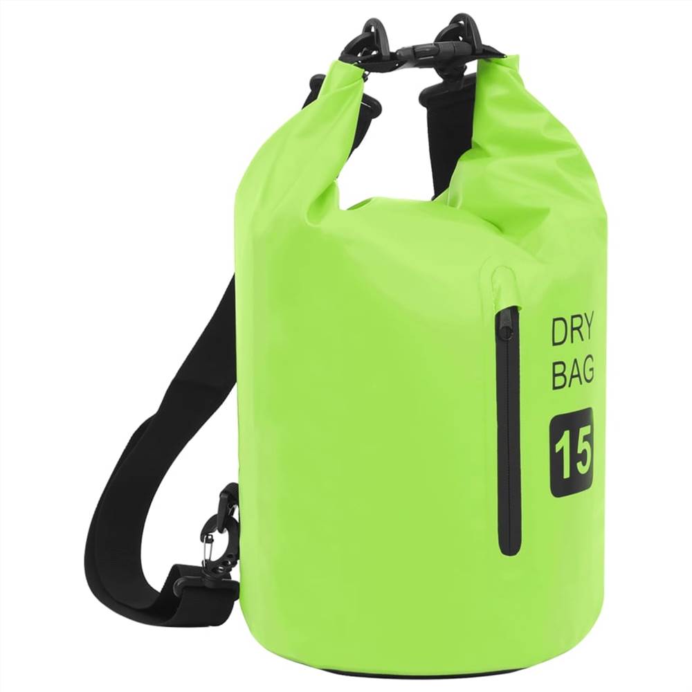 Dry Bag with Zipper Green 15 L PVC