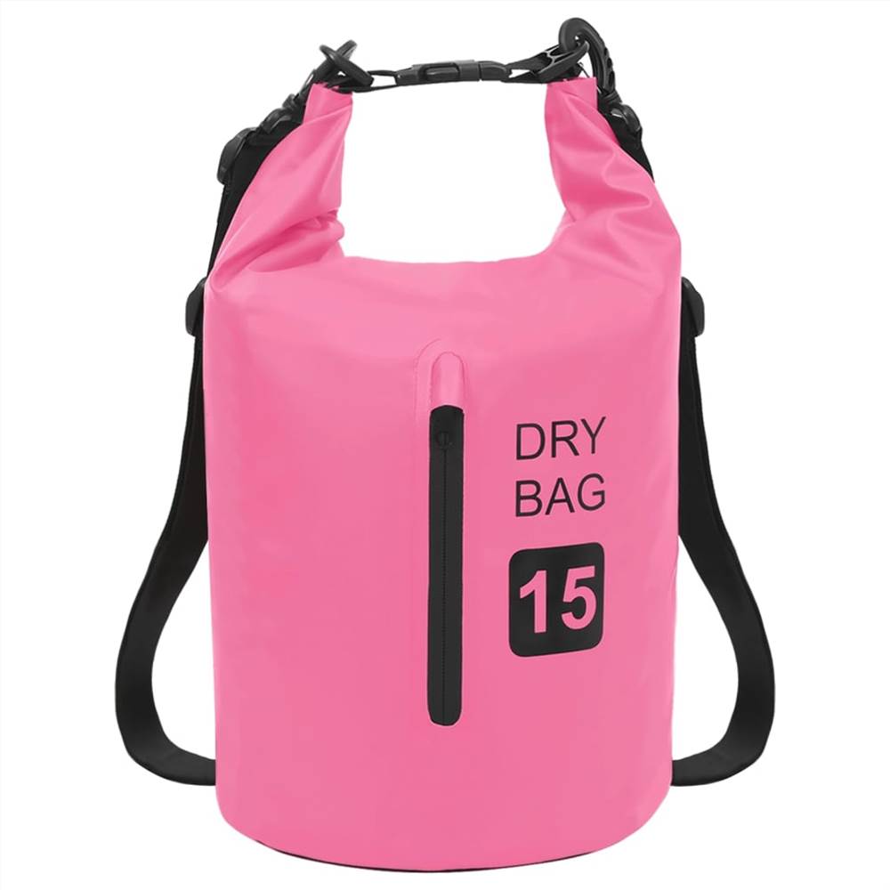 Dry Bag with Zipper Pink 15 L PVC