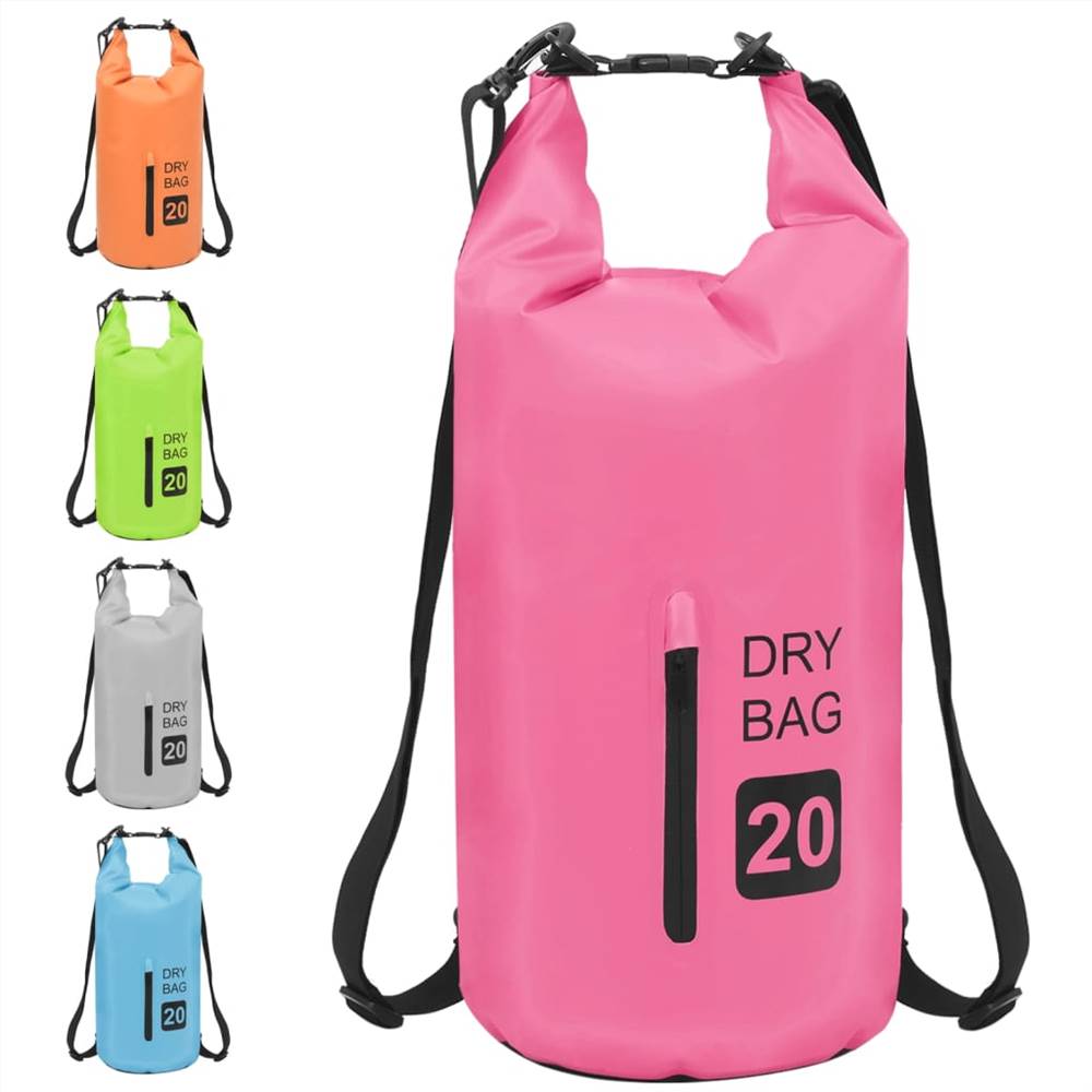 Dry Bag with Zipper Pink 20 L PVC