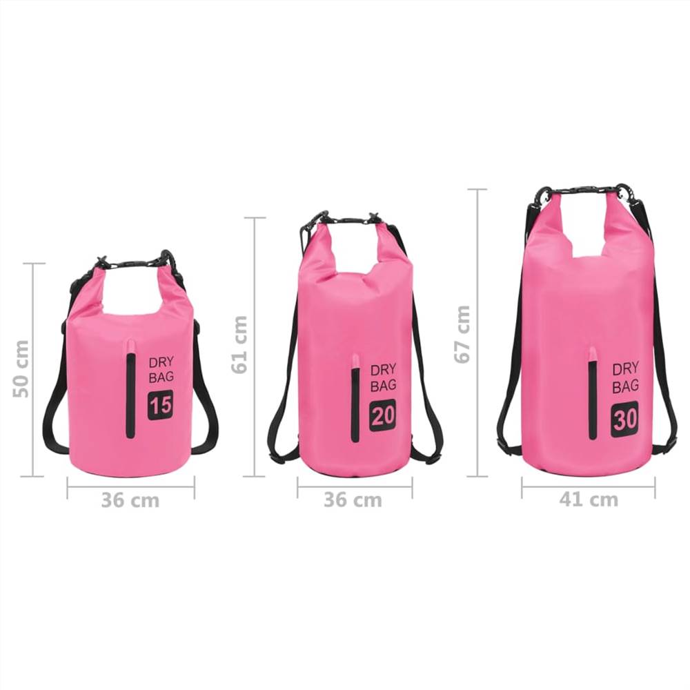 Dry Bag with Zipper Pink 20 L PVC
