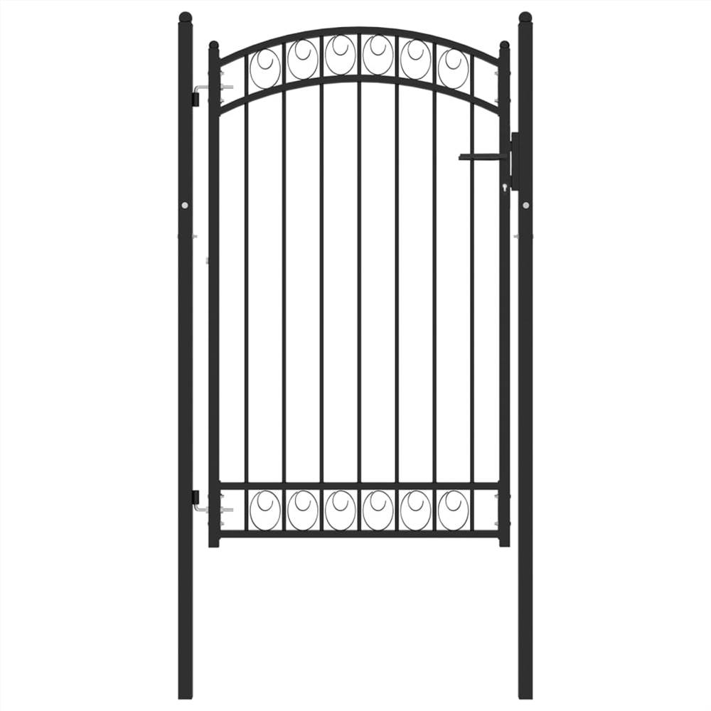 

Fence Gate with Arched Top Steel 100x150 cm Black