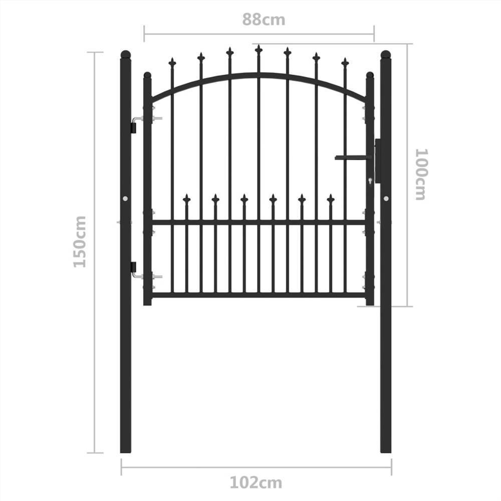Fence Gate with Spikes Steel 100x100 cm Black