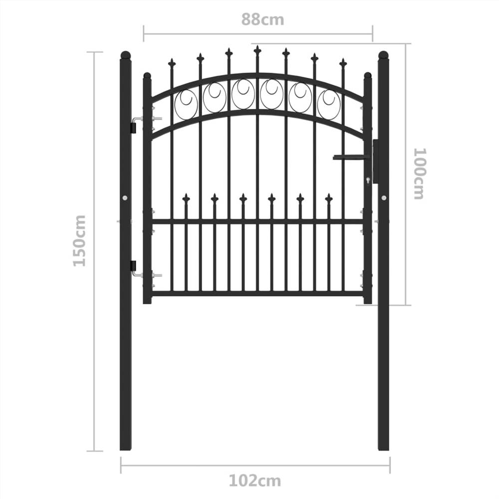 Fence Gate with Spikes Steel 100x100 cm Black