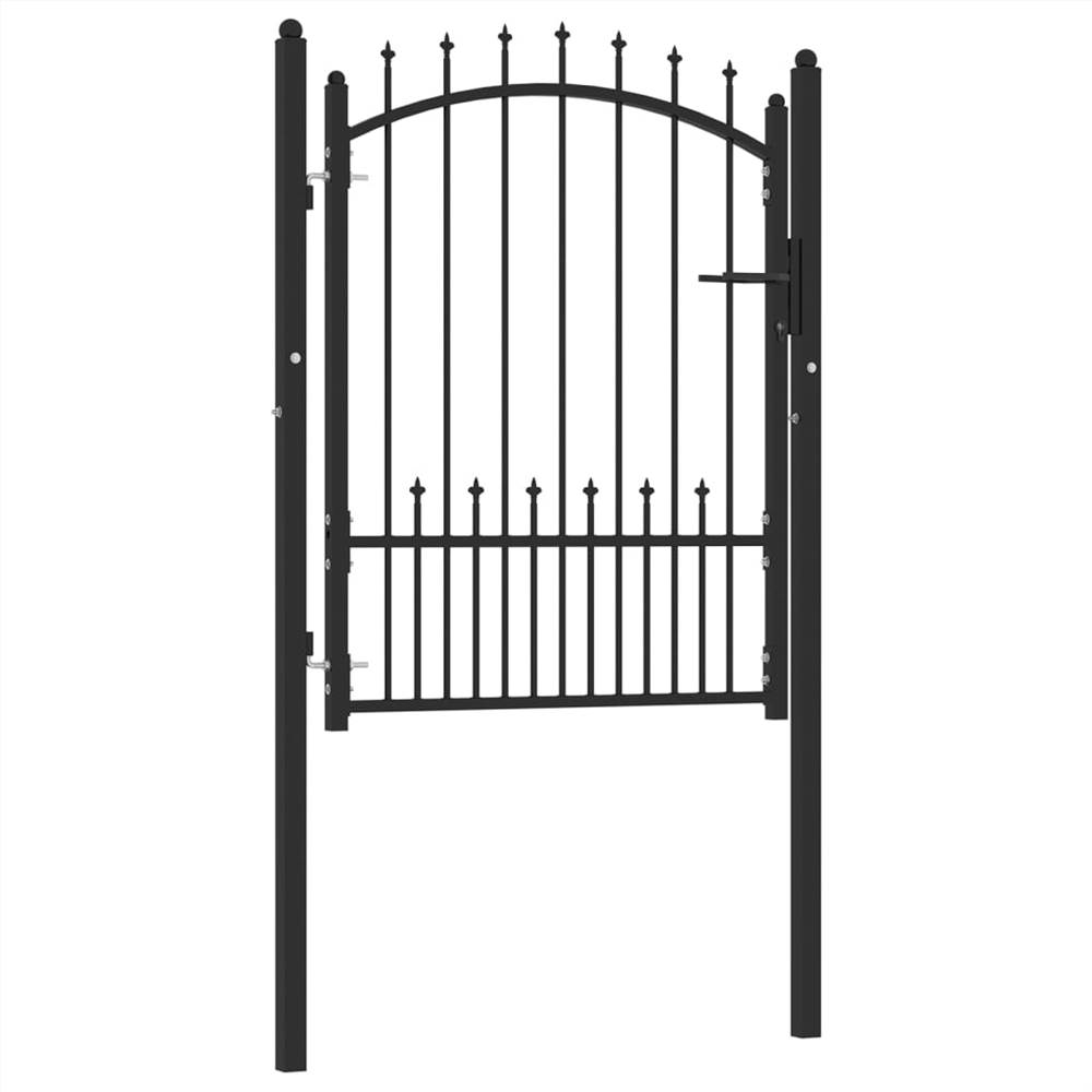 Fence Gate with Spikes Steel 100x125 cm Black