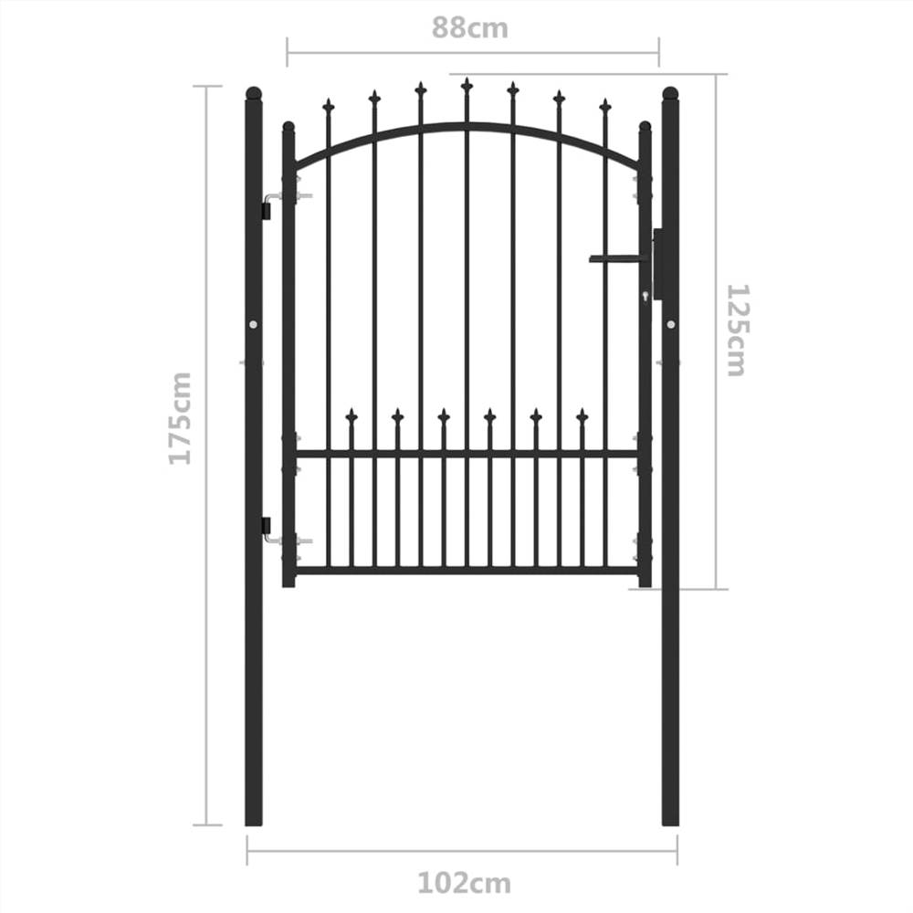 Fence Gate with Spikes Steel 100x125 cm Black