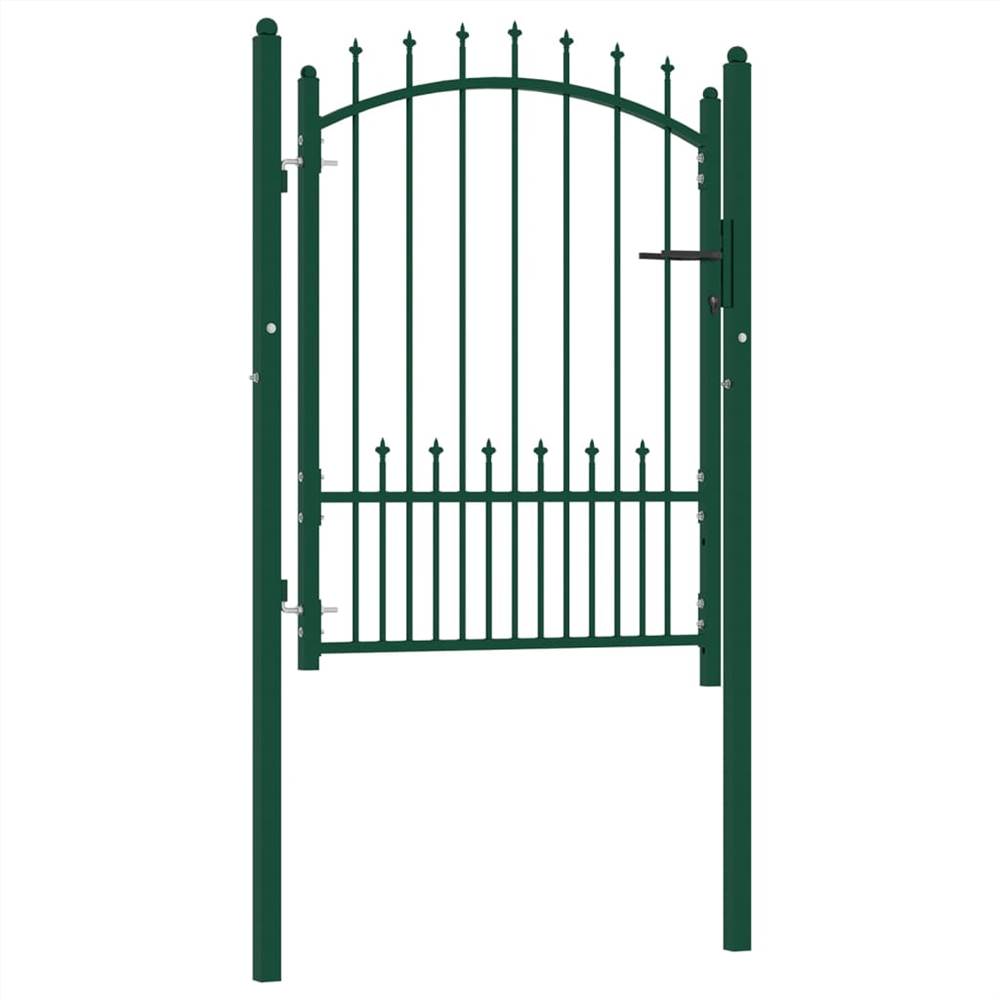 Fence Gate with Spikes Steel 100x125 cm Green