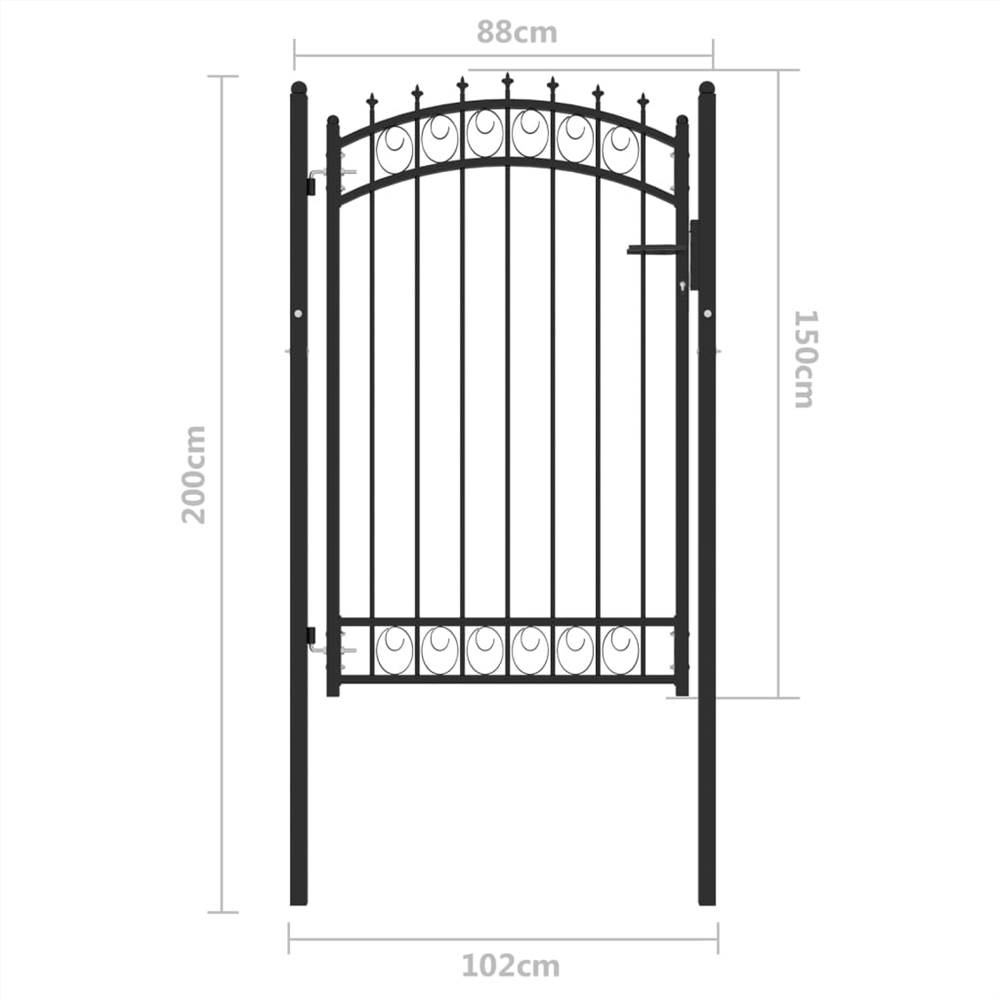 Fence Gate with Spikes Steel 100x150 cm Black