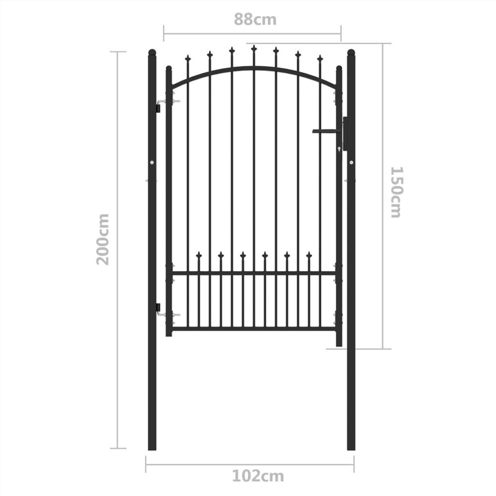 Fence Gate with Spikes Steel 100x150 cm Black