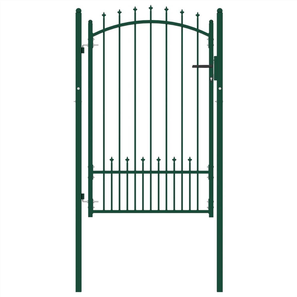 Fence Gate with Spikes Steel 100x150 cm Green