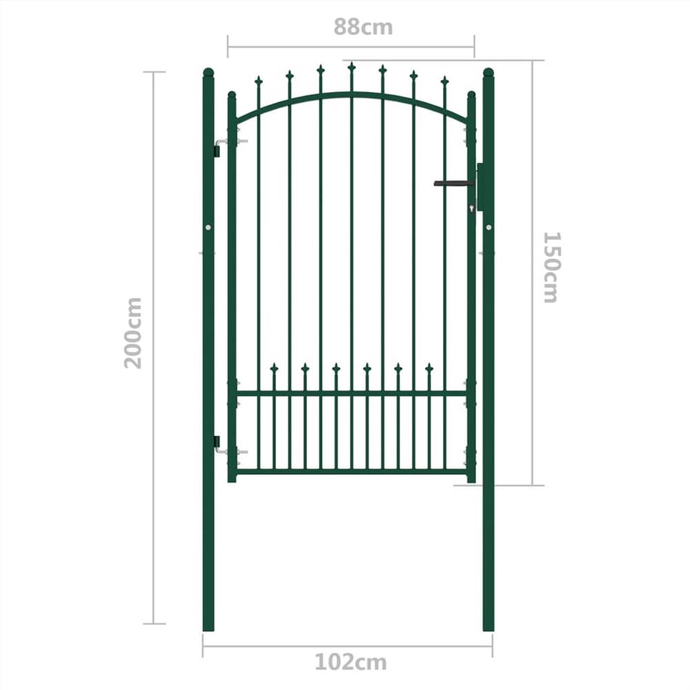 Fence Gate with Spikes Steel 100x150 cm Green