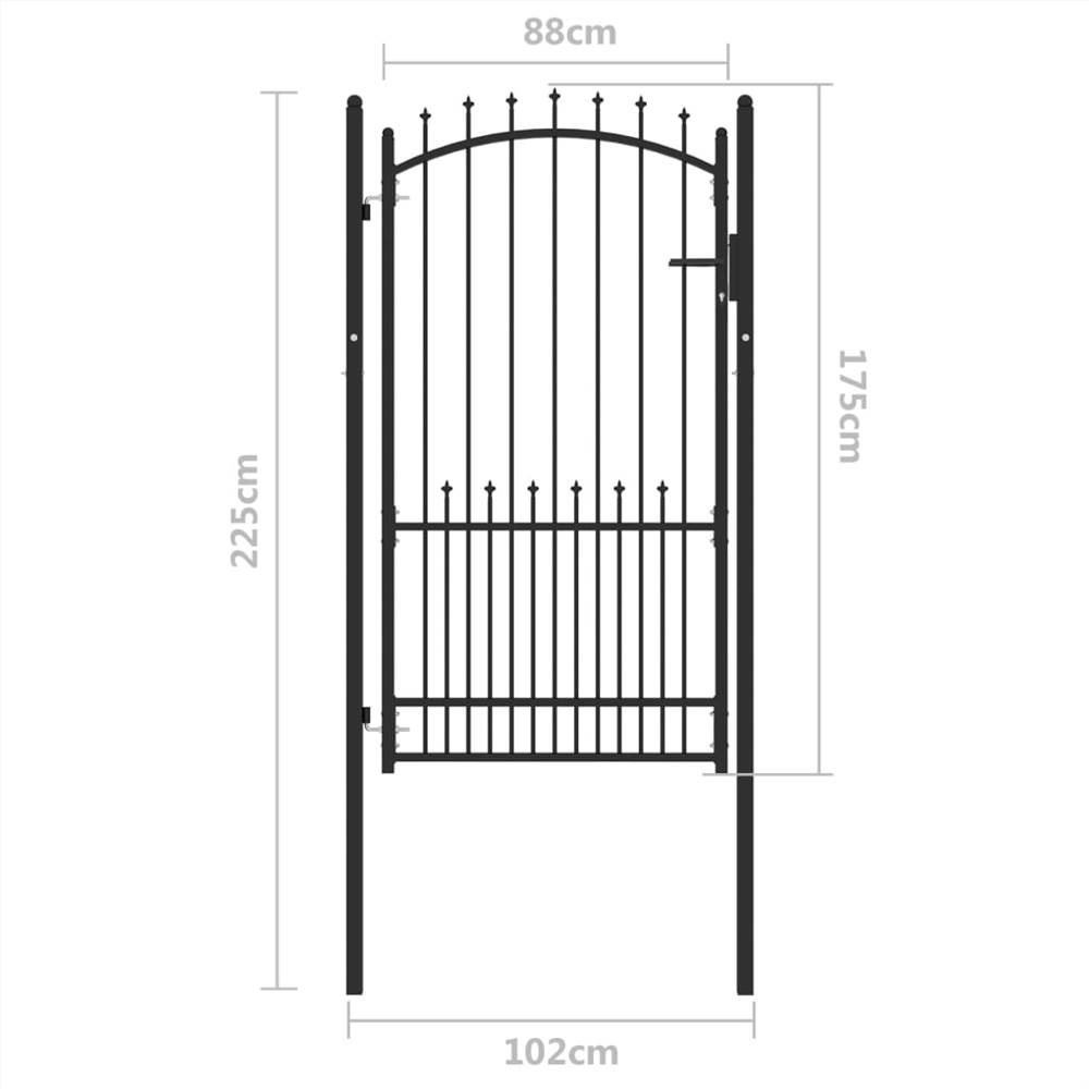Fence Gate with Spikes Steel 100x175 cm Black