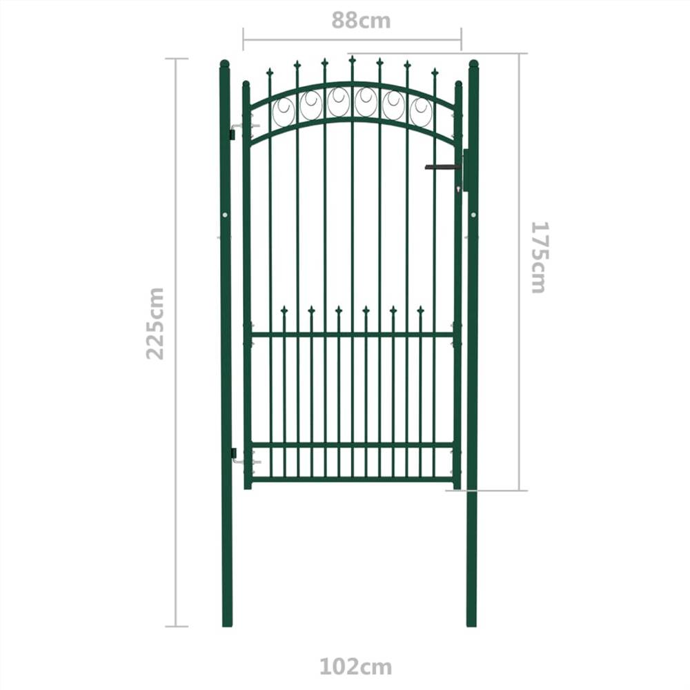 Fence Gate with Spikes Steel 100x175 cm Green