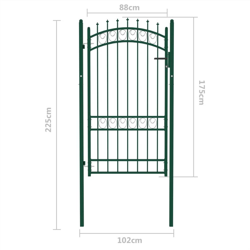 Fence Gate with Spikes Steel 100x175 cm Green