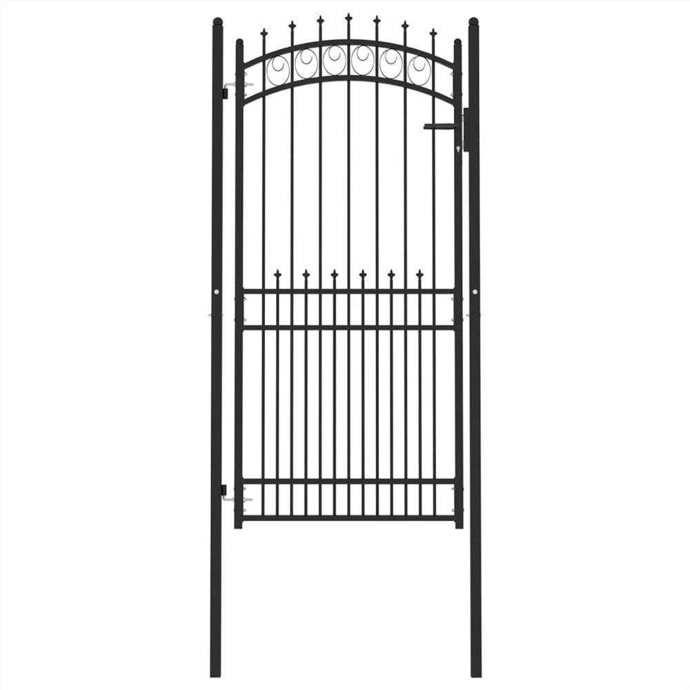 Fence Gate with Spikes Steel 100x200 cm Black