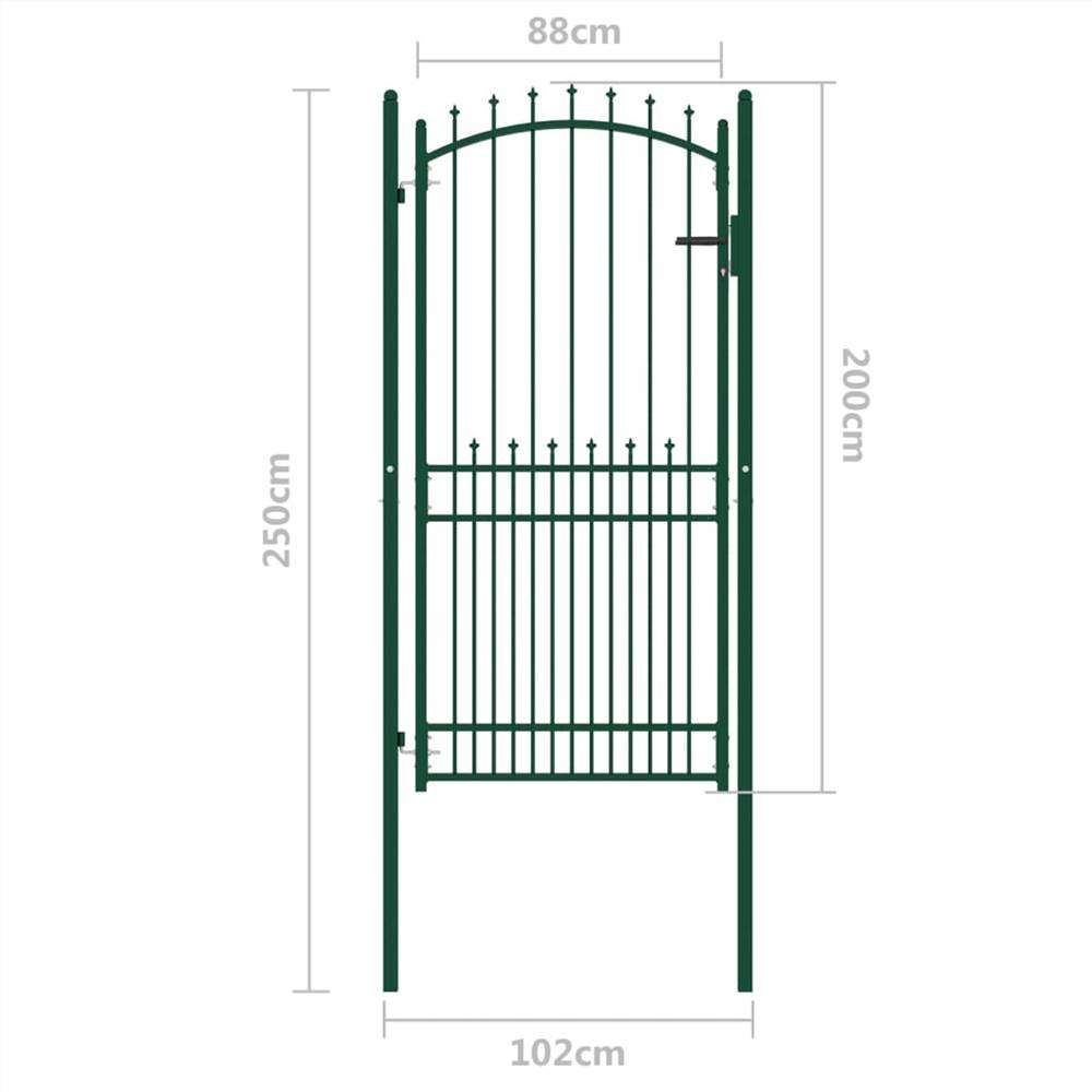 Fence Gate with Spikes Steel 100x200 cm Green