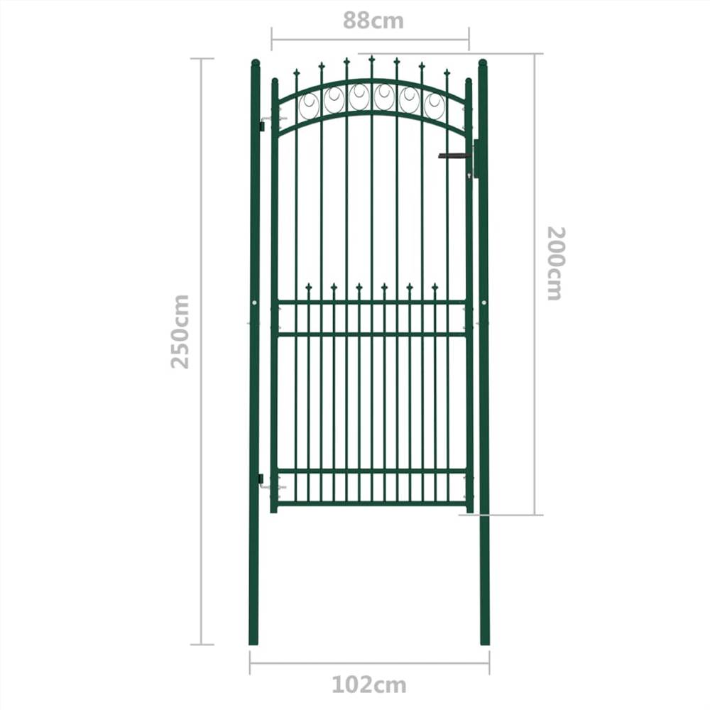 Fence Gate with Spikes Steel 100x200 cm Green