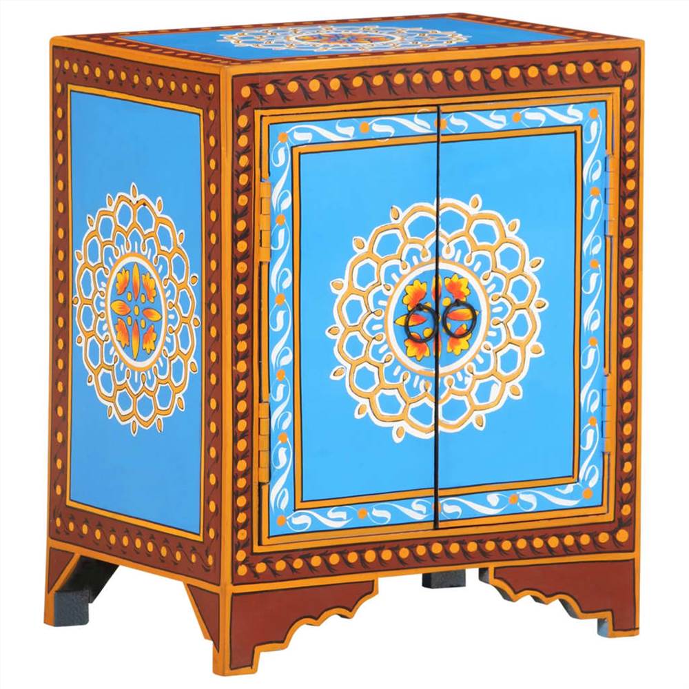 Hand Painted Bedside Cabinet 40x30x50 cm Solid Mango Wood