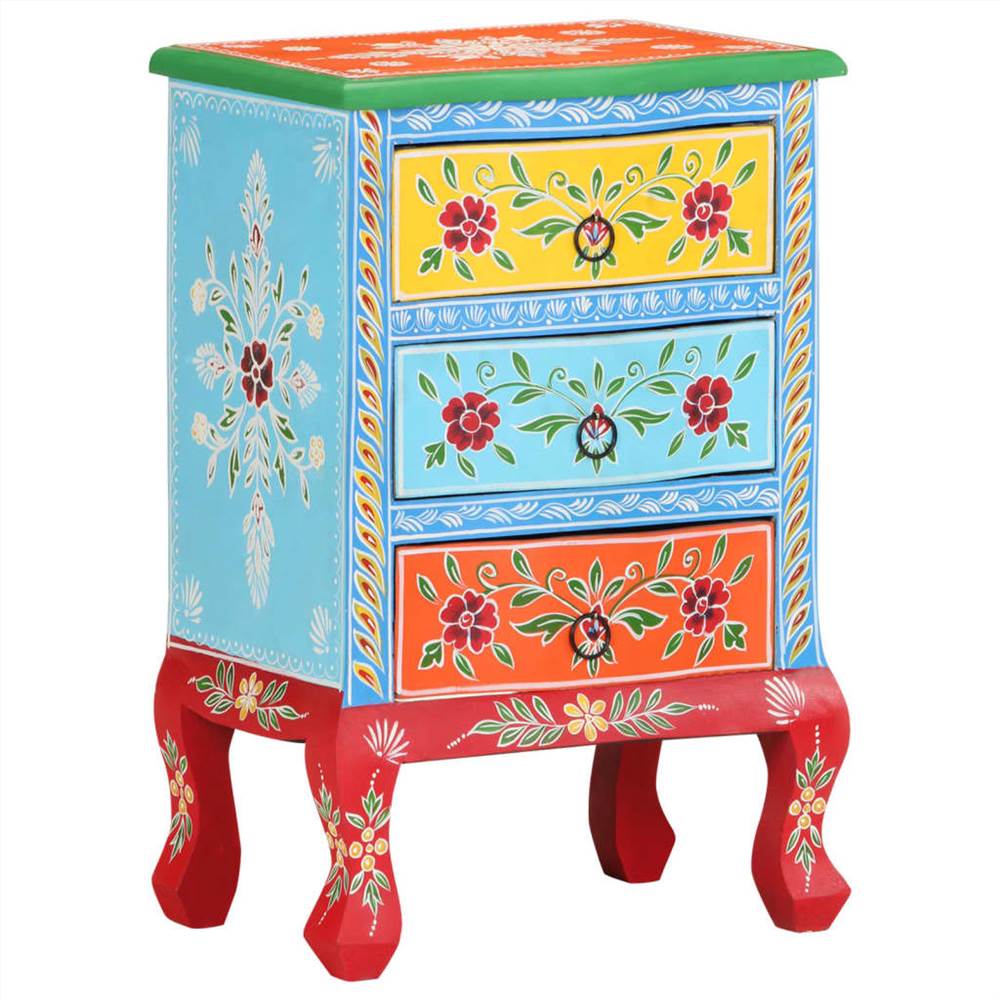 Hand Painted Bedside Cabinet 40x30x60 cm Solid Mango Wood
