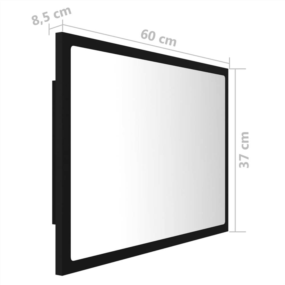 LED Bathroom Mirror Black 60x8.5x37 cm Chipboard