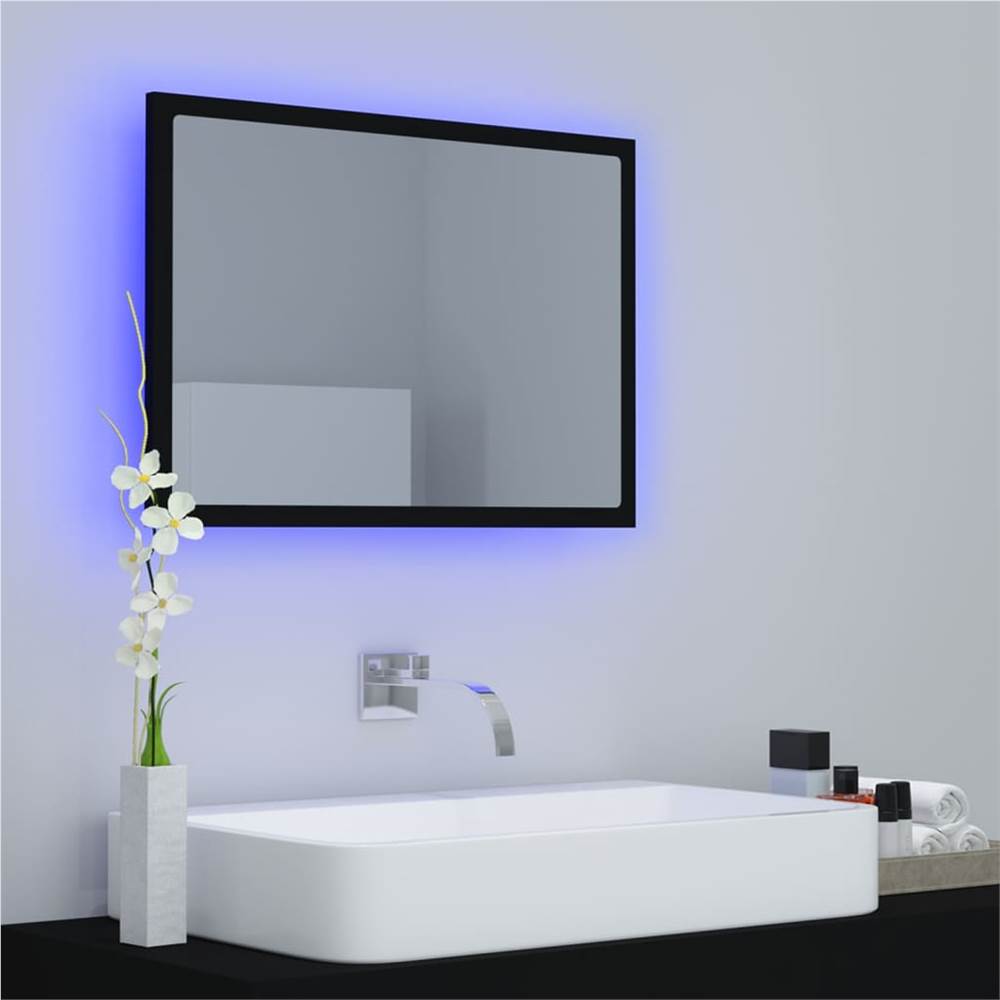 LED Bathroom Mirror Black 60x8.5x37 Cm Chipboard 8 LED Bathroom Mirror Black 60x8.5x37 cm Chipboard