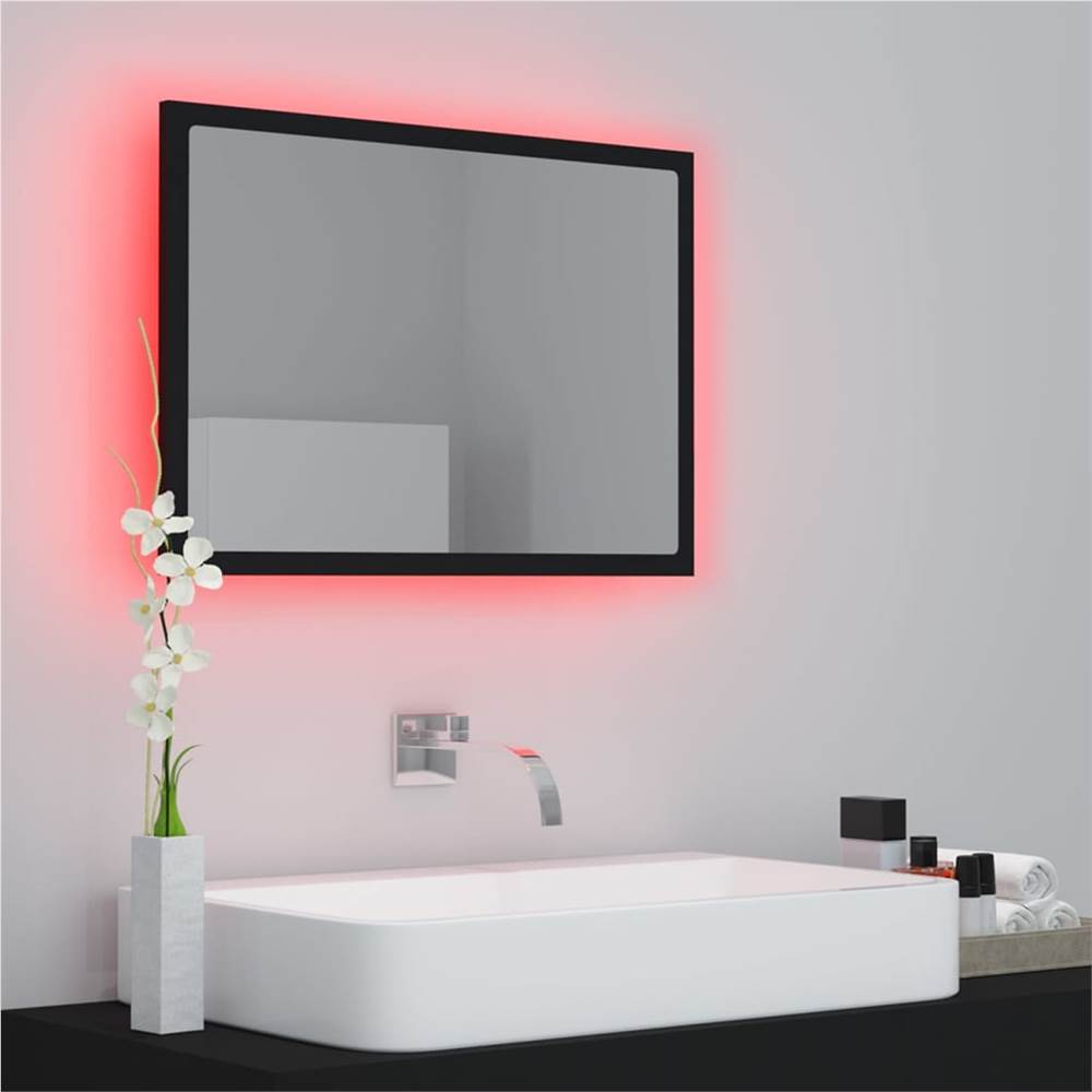 LED Bathroom Mirror Black 60x8.5x37 Cm Chipboard 10 LED Bathroom Mirror Black 60x8.5x37 cm Chipboard