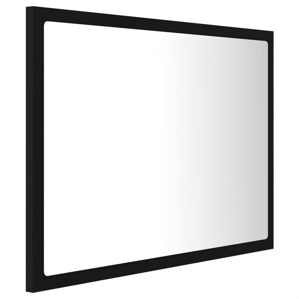 LED Bathroom Mirror Black 60x8.5x37 Cm Chipboard 12 LED Bathroom Mirror Black 60x8.5x37 cm Chipboard