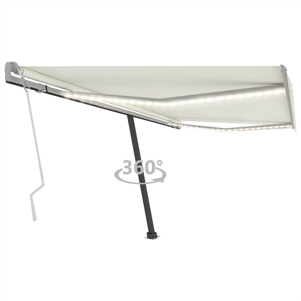 

Manual Retractable Awning with LED 450x300 cm Cream