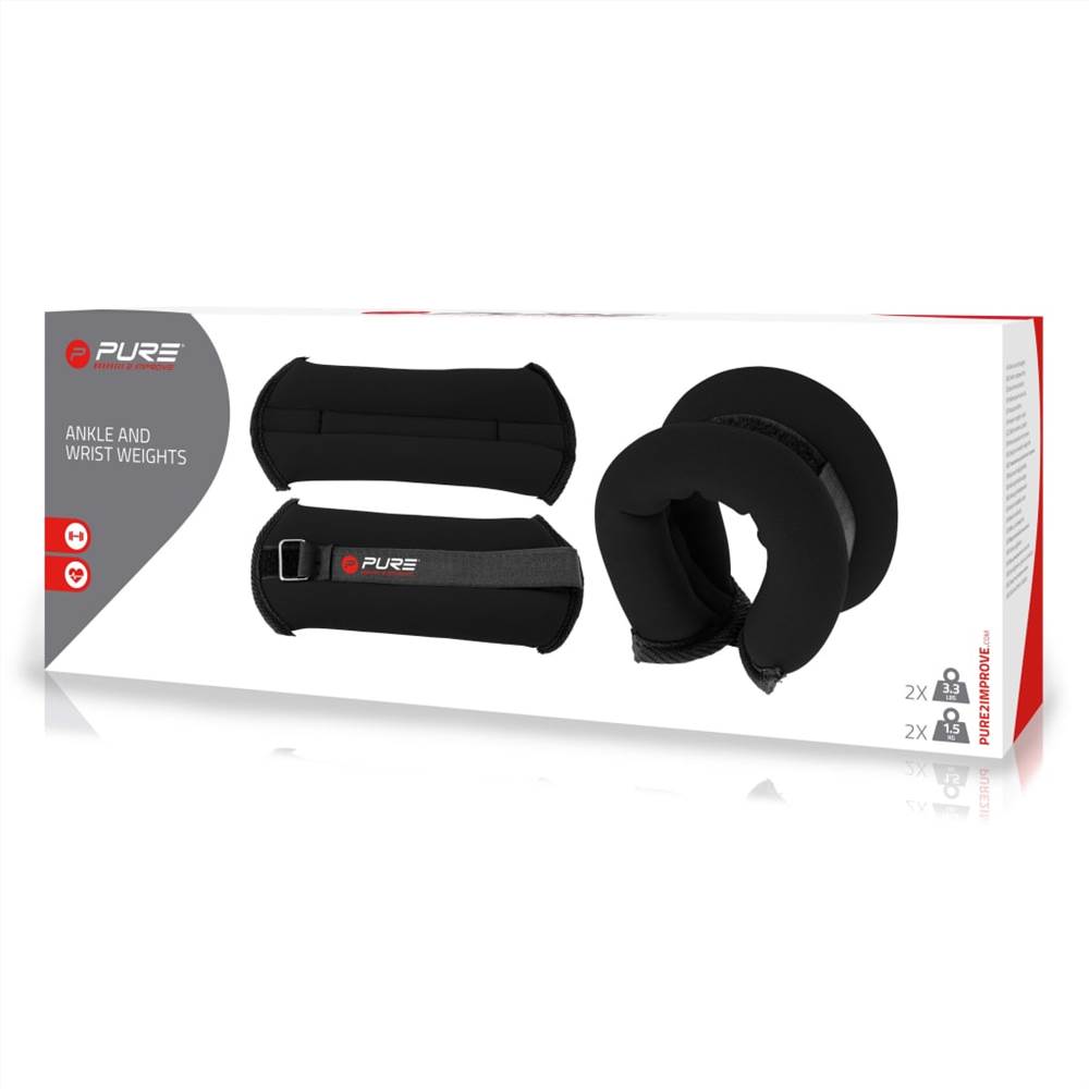 Pure2Improve Ankle and Wrist Weights 2x1.5 kg Black