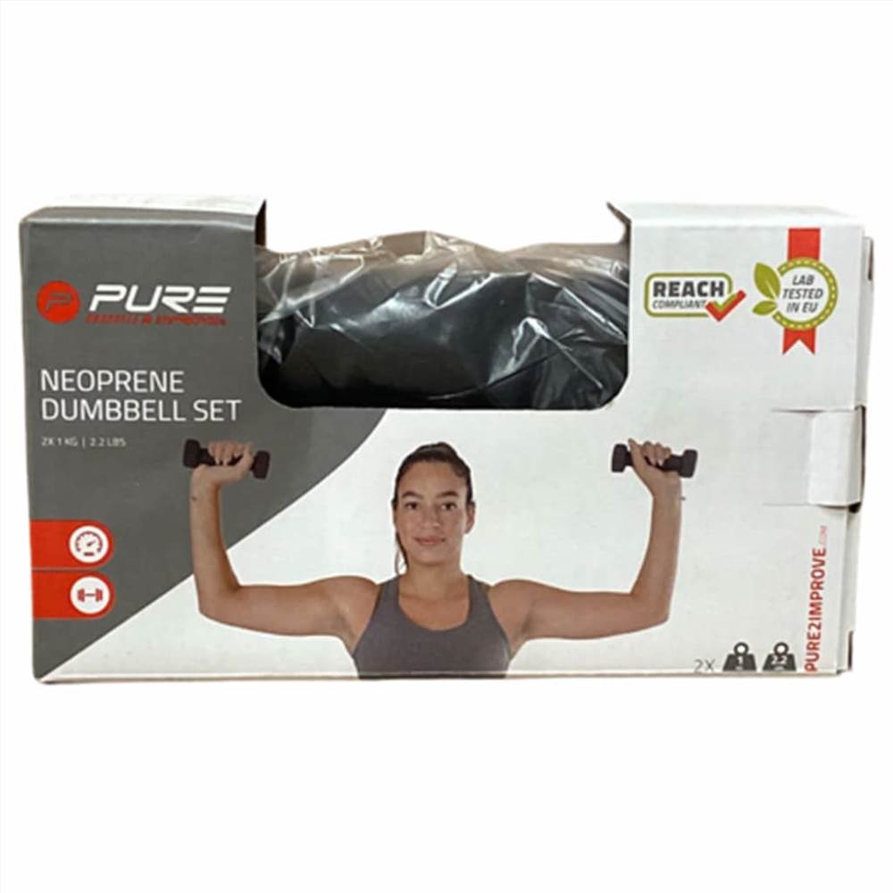 Pure2Improve Dumbbell Set 2x1 kg Neoprene Black