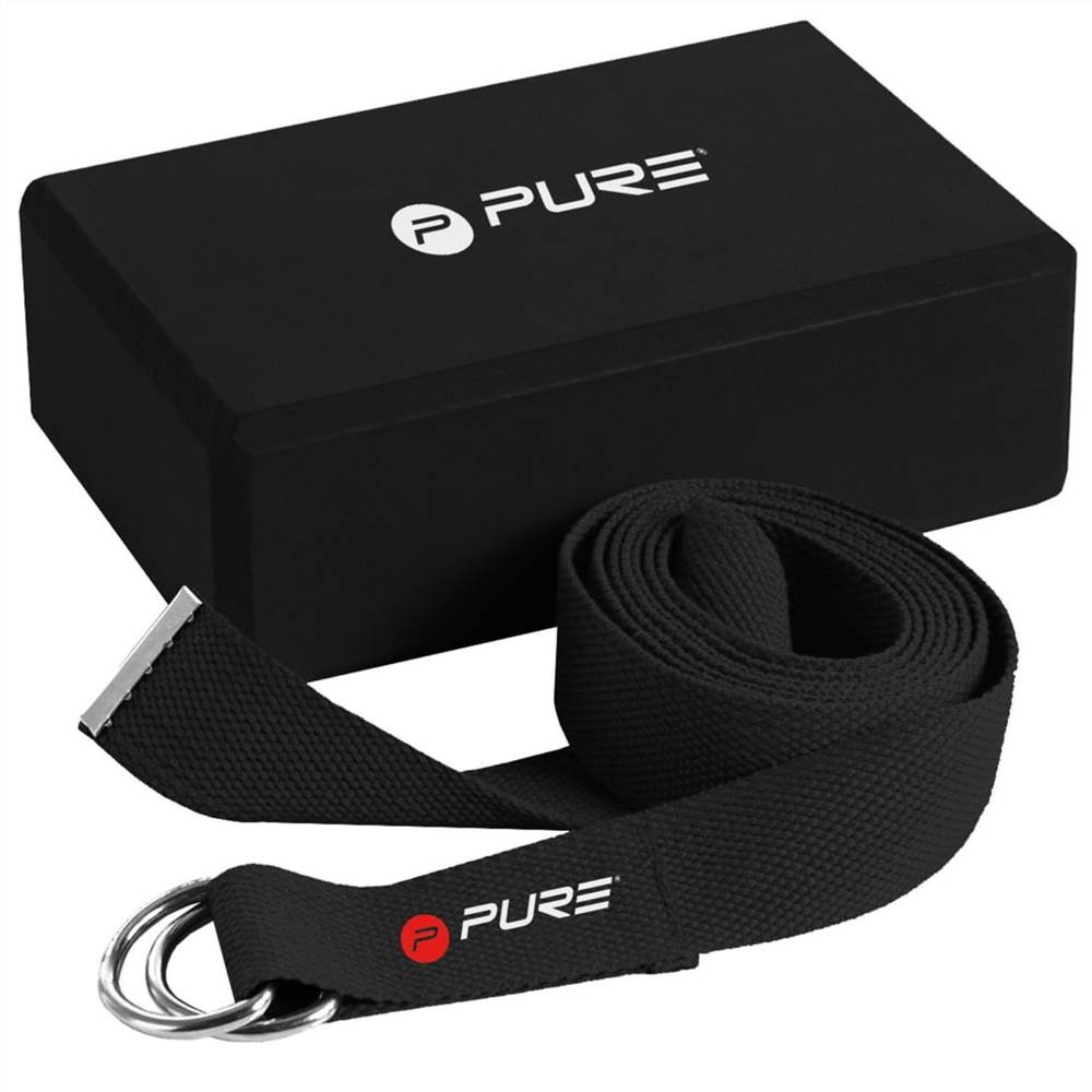 Pure2Improve Yoga Block e Set cinturino nero