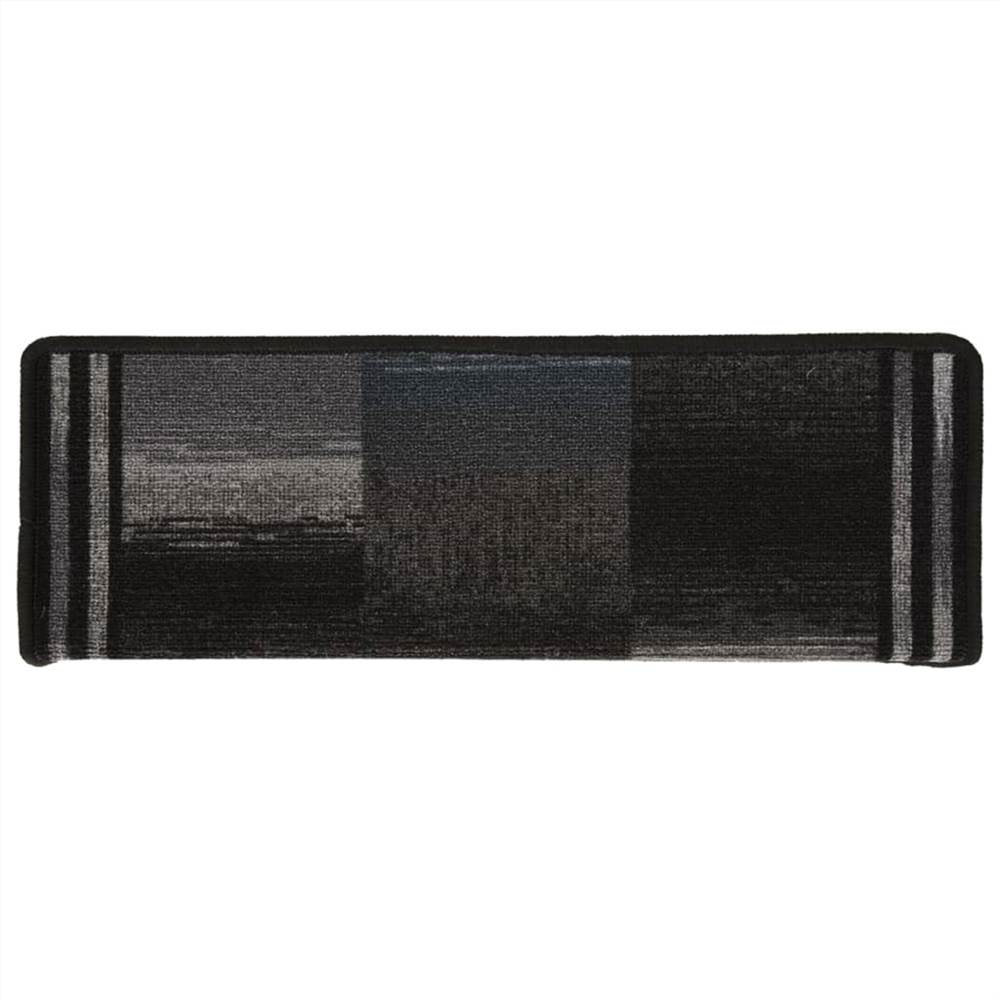 Self-adhesive Stair Mats 15 pcs 65x25 cm Black and Grey