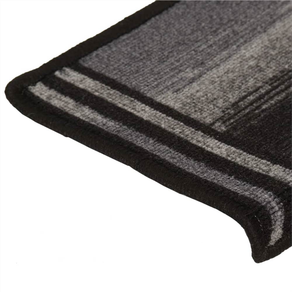 Self-adhesive Stair Mats 15 pcs 65x25 cm Black and Grey