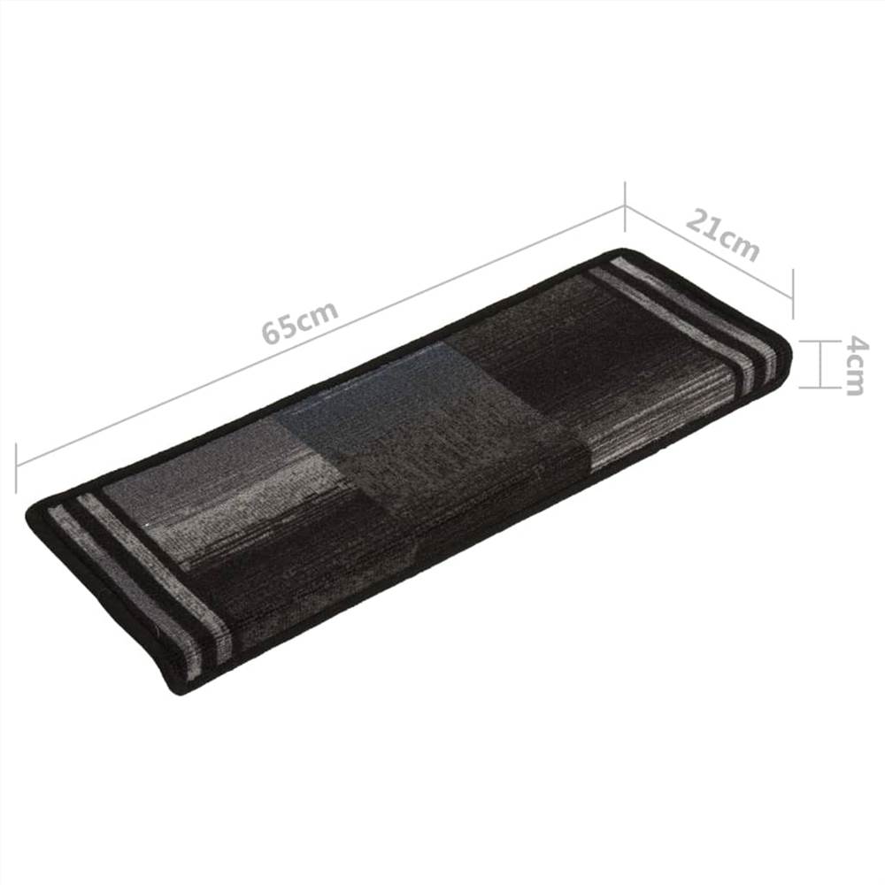 Self-adhesive Stair Mats 15 pcs 65x25 cm Black and Grey