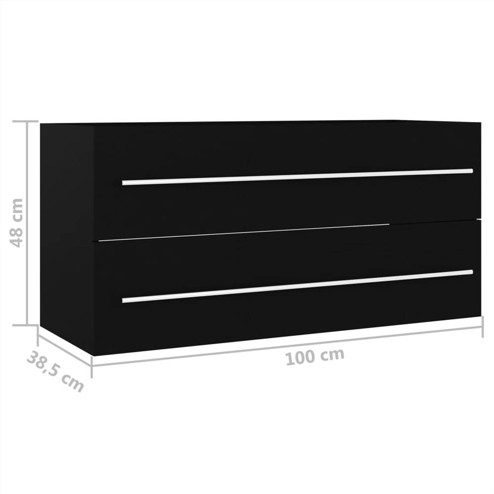 Sink Cabinet Black 100x38.5x48 cm Chipboard
