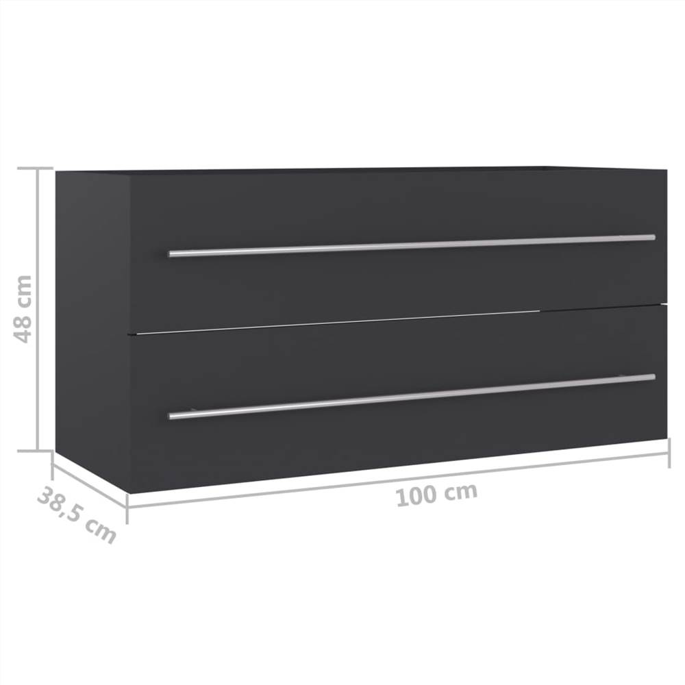 Sink Cabinet Grey 100x38.5x48 cm Chipboard