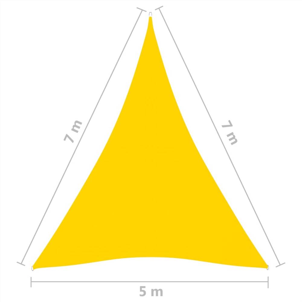 Sunshade Sail Oxford Fabric Triangular 5x7x7 m Yellow
