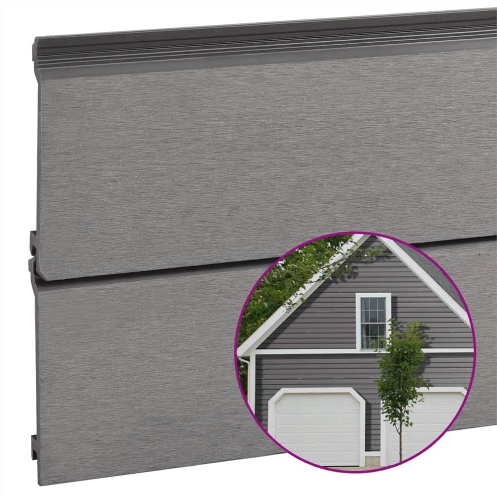 Wall Cladding Panels 8 pcs Grey 170x15 cm WPC