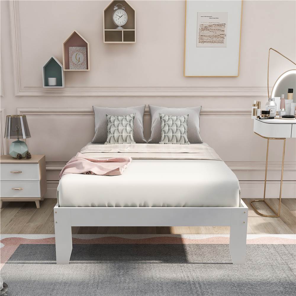 

Twin-Size Platform Bed Frame with Wooden Slats Support, No Box Spring Needed (Only Frame) - White
