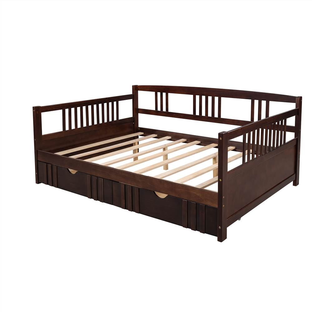 Full Size Daybed with 2 Storage Drawers Espresso