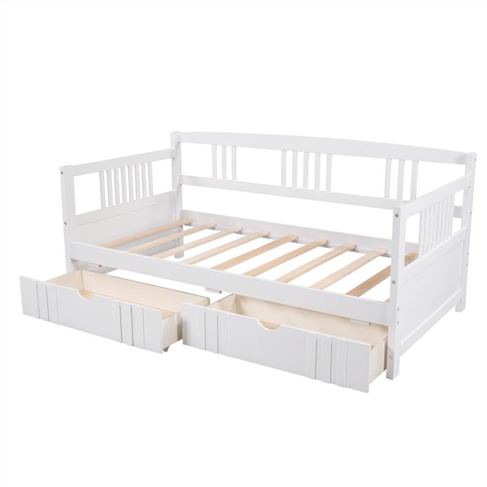 Twin Size Daybed with 2 Storage Drawers White