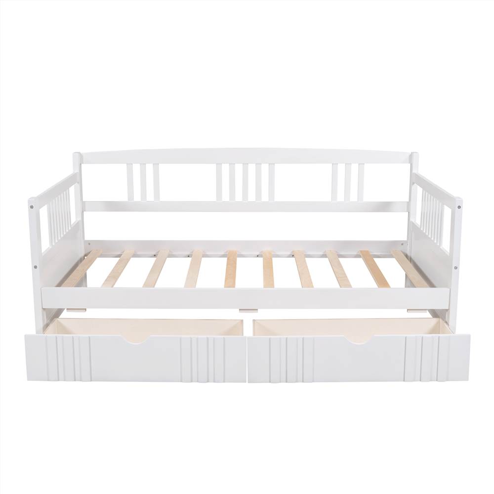 Twin Size Daybed with 2 Storage Drawers White