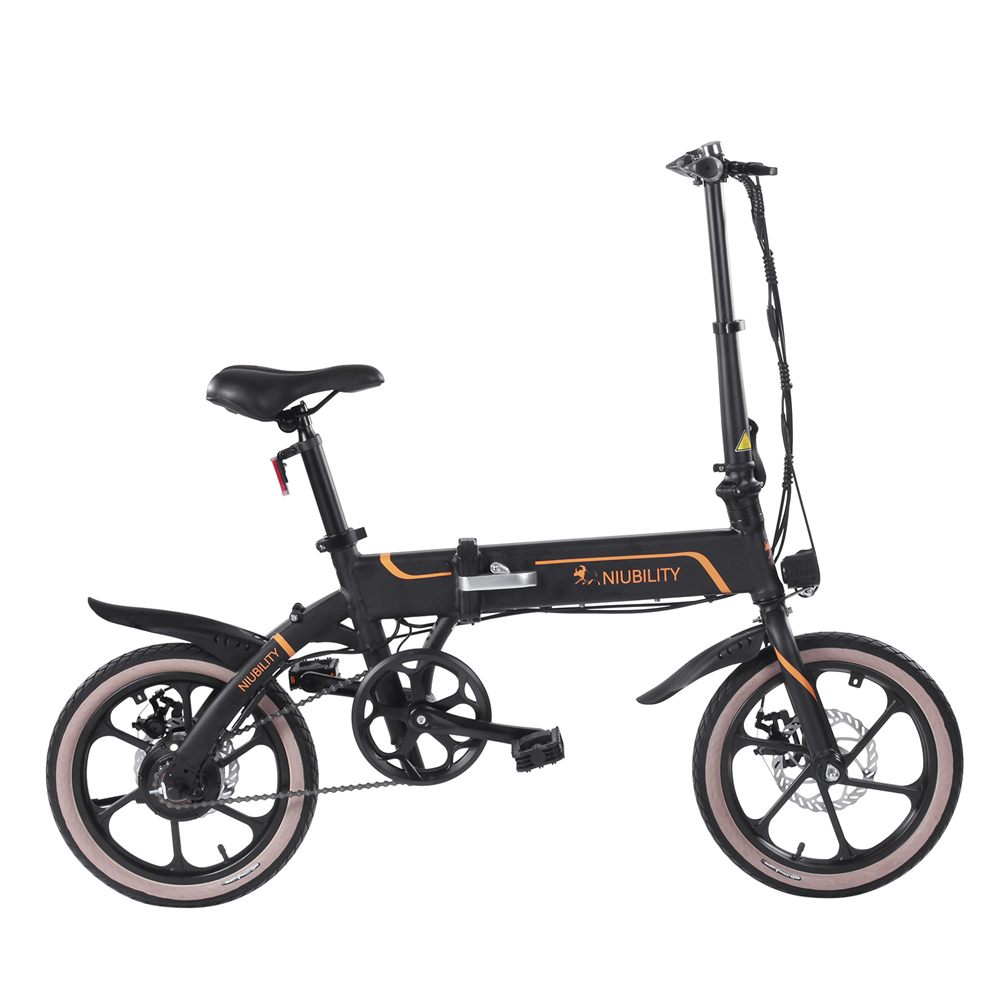 NIUBILITY B16 Electric Moped Folding Bike 16 inch 42V 10.4Ah Battery 40km -50km Mileage 350W Motor Max 25km/h Double Disc Brake Variable Speed System LED Light KMC Chain - Black