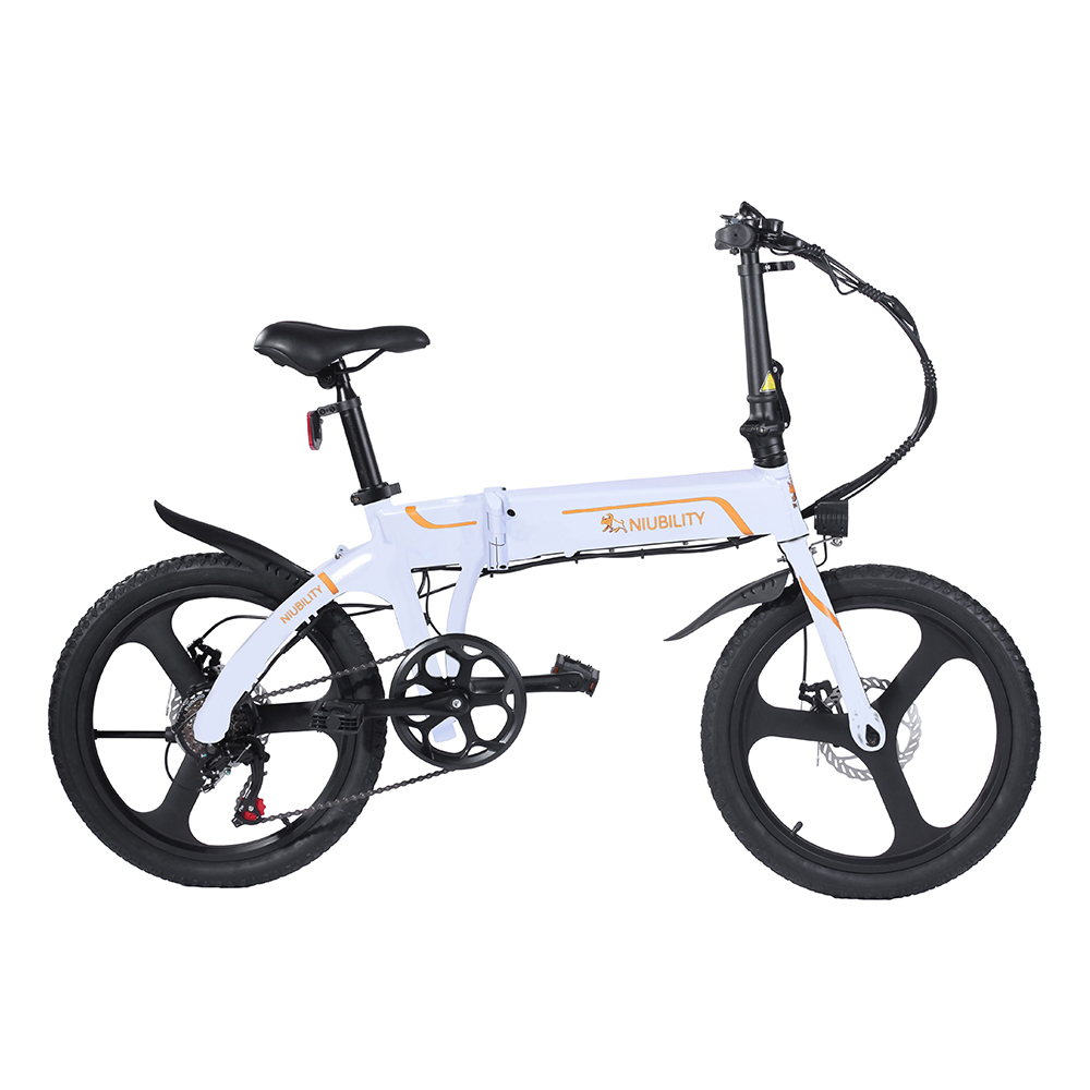 NIUBILITY B20 Electric Moped Folding Bike 20 inch 42V 10.4Ah Battery 40km -50km Mileage 350W Motor Max 25km/h  Double Disc Brake Variable Speed System SHIMANO 6-Speed rear derailleur LED Light KMC Chain - White