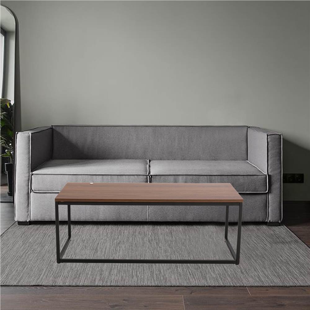 

43" Rectangle Wooden Coffee Table, for Kitchen, Restaurant, Office, Living Room, Cafe - Brown