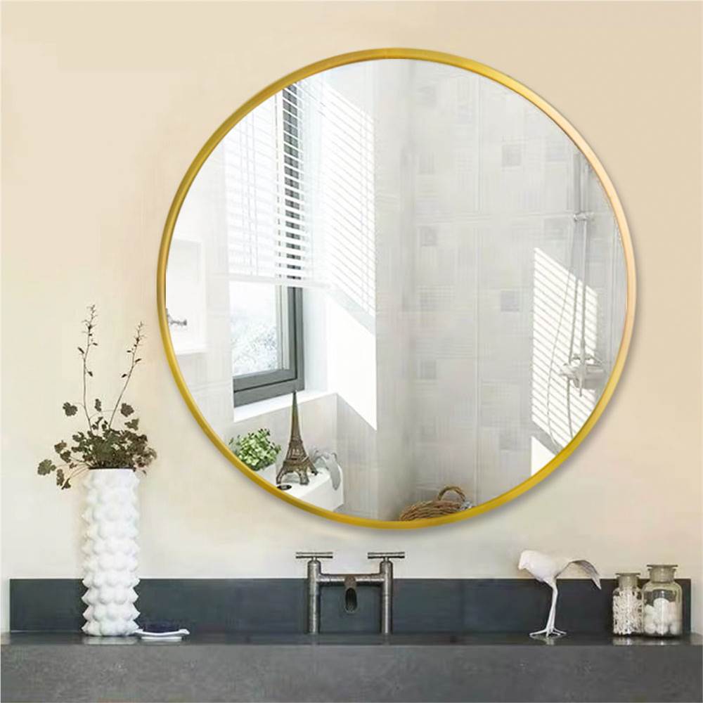 32&quot; Round Wall-mounted Mirror, for Bathroom, Bedroom, Entrance, Powder Room - Gold