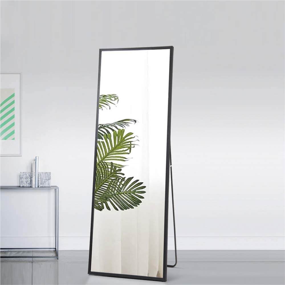 59&quot; Rectangle Full-length Mirror with Aluminum Alloy Frame, for Bathroom, Bedroom, Entrance, Powder Room - Black